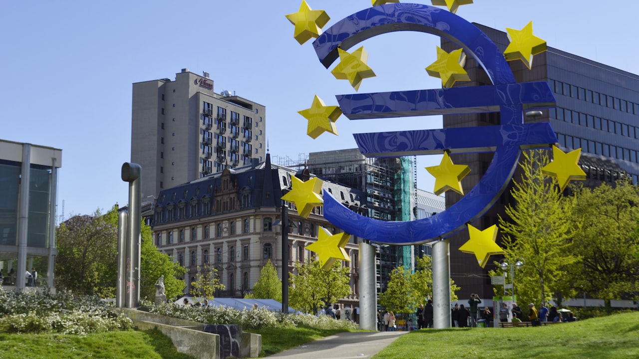 a large blue and yellow sign with stars on it