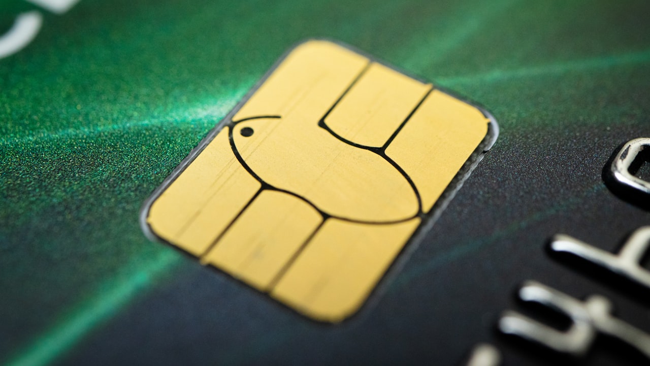 a close up of a credit card
